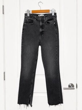 Zara High Rise Straight Leg Jeans Black